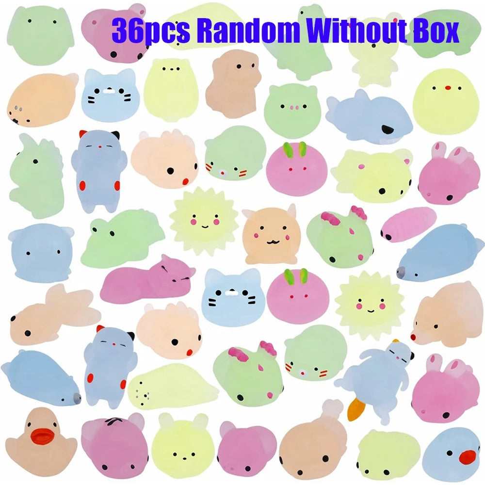 Glow-in-the-Dark Mini Mochi Squishy Animals – Cute Stress Relief Sensory Fidget Toys