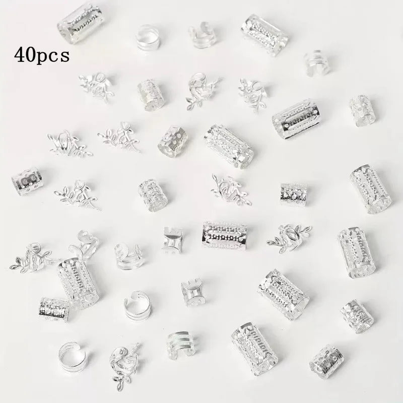 Vintage silver leaf hair cuffs for dreadlock styles, HSF Marketplace hair styling tools