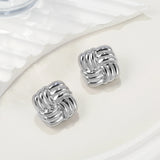 Stainless steel square stripe stud earrings for women by HSF Marketplace
