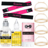 Wig Install Kit Waterproof Lace Wig Glue Invisible Bond Strong Hold Wig Adhesive Remover Hair Wax Stick Edge Control Elastic Band All in One Wig Install Kit for Wigs, Beginners, Daily, Travel