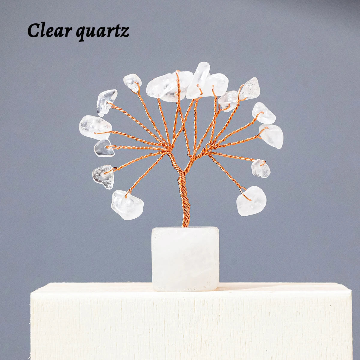 1pc Natural Gemstone Crystal Chakela Lucky Tree With Block Base Home Office Desk Living Room Crystal Decor Mini Sized Home