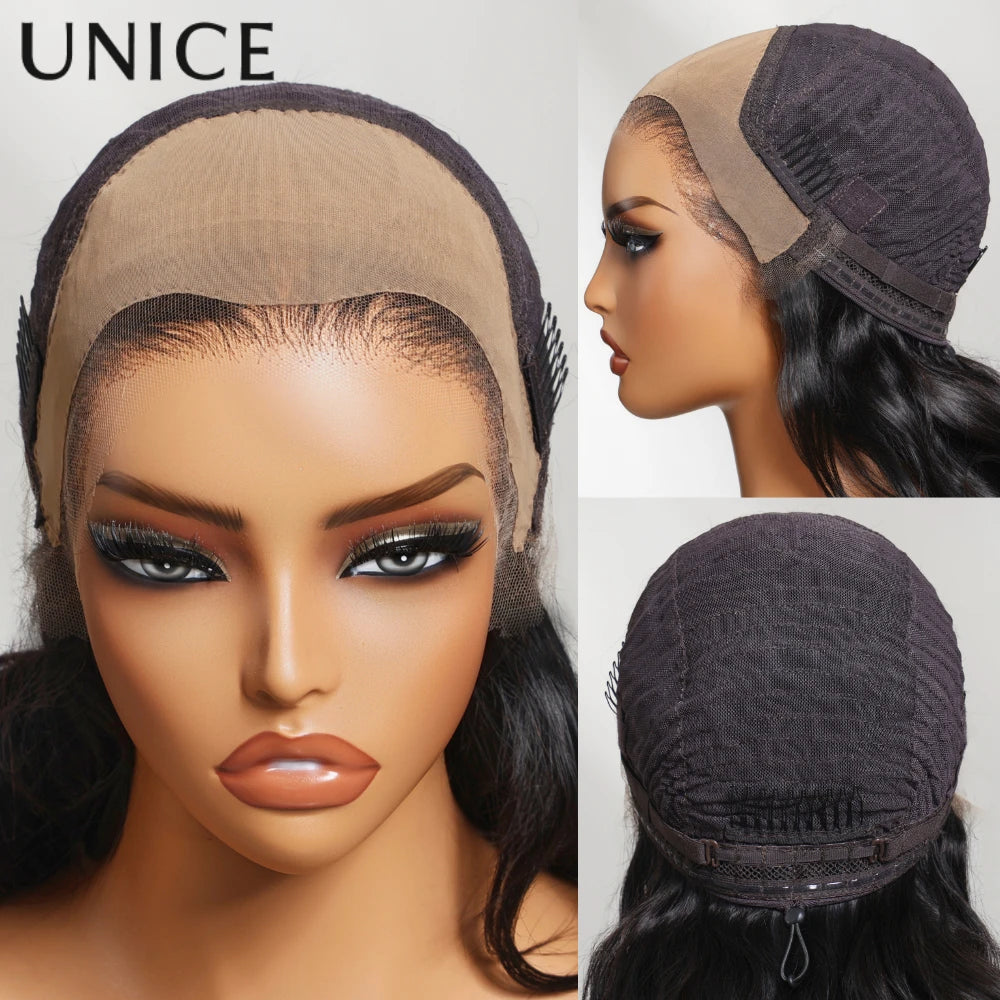 UNice 13x4 HD Real Scalp™ Loose Wave Wig With Face Framing Curtain Bangs Pull And Go Drawstring Glueless Wig