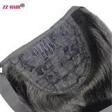 ZZHAIR Brazilian Remy human hair ribbon ponytail, 16–20 inch natural straight horsetail clip-in extension