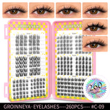 Natural HSF Marketplace false eyelash clusters, 320-piece volume mixed tray lashes in assorted lengths