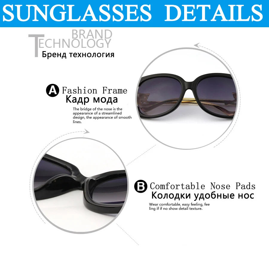 Women's oval retro sunglasses with gold fox design by HSF Marketplace