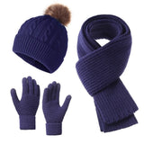 Warm touch screen scarf hat gloves set for women by HSF Marketplace, winter knit accessories in coordinated style