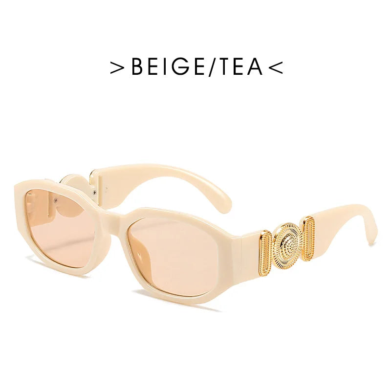 Vintage square luxury sunglasses by HSF Marketplace featuring a small rectangular frame for men and women.