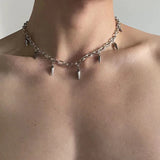 Stainless steel punk aesthetic choker necklace with rivet pendant, suitable for men and women, featuring gothic and hip hop style jewelry