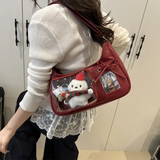 Transparent Y2K Harajuku shoulder bag with crossbody strap, featuring a Korean-inspired design and minimalist style for women.
