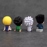 Hunter X Hunter Q-version sitting figures featuring Gon, Killua, Kurapika and Leorio chibi character models