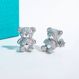 AnuJewel moissanite bear stud earrings in 925 sterling silver, D color VVS1 stones, jewelry for women