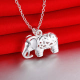 Sterling silver elephant pendant necklace for women, featuring a charming elephant charm, perfect for fashion and wedding jewelry.
