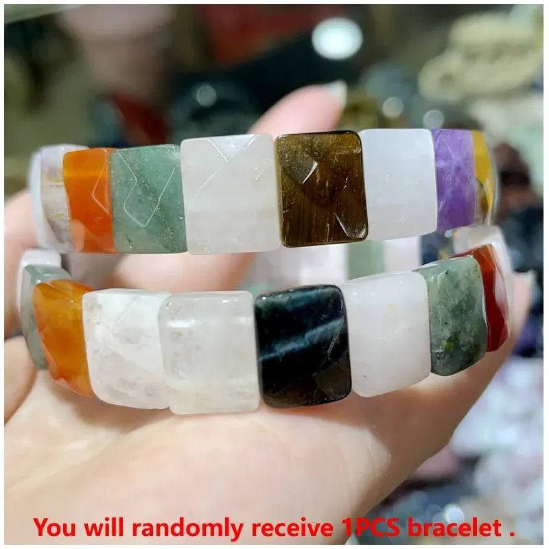 Classic HSF Marketplace elastic bracelet with natural stone beads for men and women