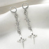 Classic star earrings, chunky dangly hypoallergenic jewelry with a grunge y2k goth fairy punk aesthetic