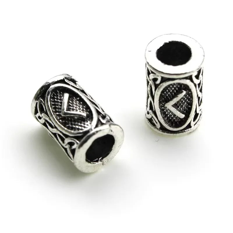 10Pcs/Lot Viking Rune Beads Alloy Tube Spacer Beads Hair Braid Beard Dreadlock Beads Knife Beads Pendant for DIY Jewelry Making
