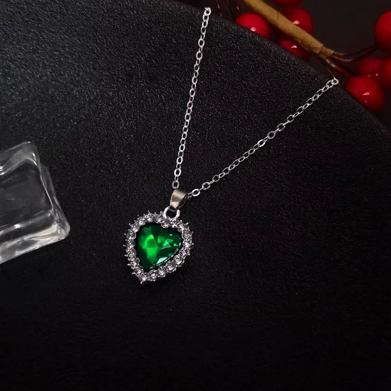Luxury OL rhinestone crystal heart pendant necklace for women, elegant party jewelry by HSF Marketplace