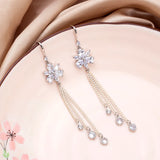 Women's Full Zircon Tassel Earrings Dangle Green Vintage Style Luxury Wedding Jewelry Christmas Valentine's Day Gift Accessories