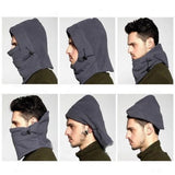 Women's winter thermal fleece balaclava hat with hood, windproof face and neck coverage for hiking or cycling