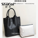 Genuine cowhide leather tote bag for women in luxury commuter style, HSF Marketplace handbag