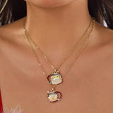 Christmas tea cup old couple pendant necklace for women by HSF Marketplace