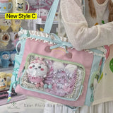 Transparent Japanese Ita Bag by HSF Marketplace featuring a large capacity crossbody design with cute Y2K Lolita girl aesthetic.