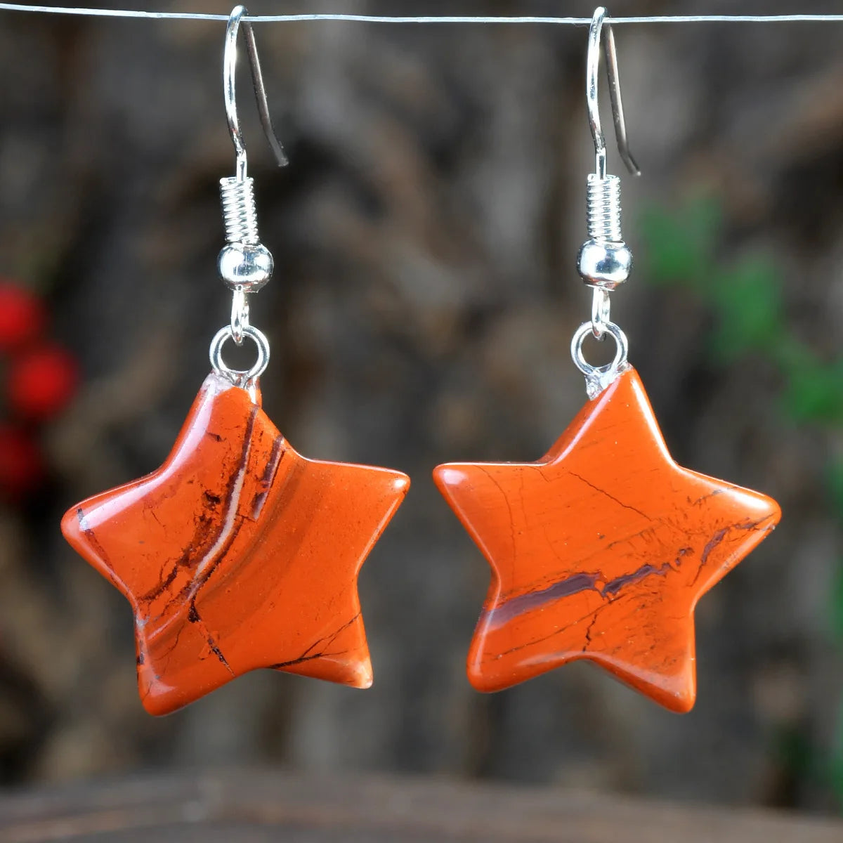 Bohemian colorful natural stone waterdrop earrings for women by HSF Marketplace