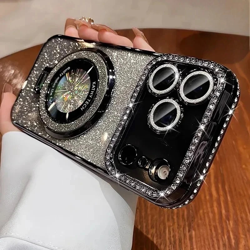 Glitter magnetic phone case for iPhone 14 Pro Max with raised lens protection, HSF Marketplace