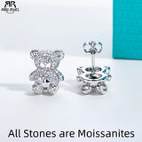 AnuJewel moissanite bear stud earrings in 925 sterling silver, D color VVS1 stones for women