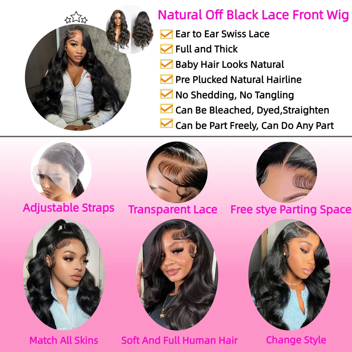 Natural Black Human Hair Wigs 1B Body Wave 200% Density 46 Inches 360 5x5 Closure 13x6 13x4 HD Transparent Invisible Lace Frontal Wig For Women Brazilian Hair Pre Plucked Pre Cut Lace Pre Bleached Knots Pre Styled