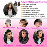 Natural Black Human Hair Wigs 1B Body Wave 200% Density 46 Inches 360 5x5 Closure 13x6 13x4 HD Transparent Invisible Lace Frontal Wig For Women Brazilian Hair Pre Plucked Pre Cut Lace Pre Bleached Knots Pre Styled