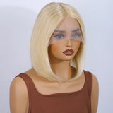 Rebecca short brown bob wig by HSF Marketplace, reddish brown Peruvian straight lace front human hair wig with T lace part design