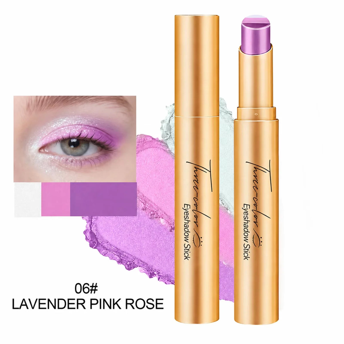 HSF eyeshadow stick makeup pencil in three colors, highly pigmented blendable waterproof eye makeup trio