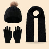 Kids winter double-ball fleece scarf, hat and gloves set by HSF Marketplace for ages 3–14Y