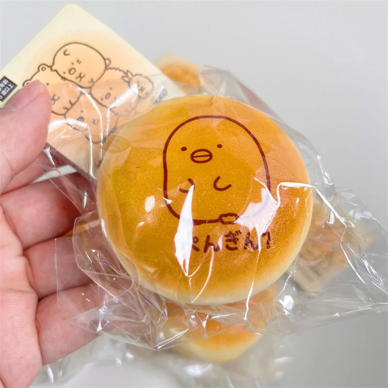 Cute 7cm HSF Marketplace bio burger squishy sensory toy, ultra soft PU simulation bread pendant for stress relief and decompression.
