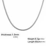 Stainless steel round snake chain necklace for unisex fashion by HSF Marketplace