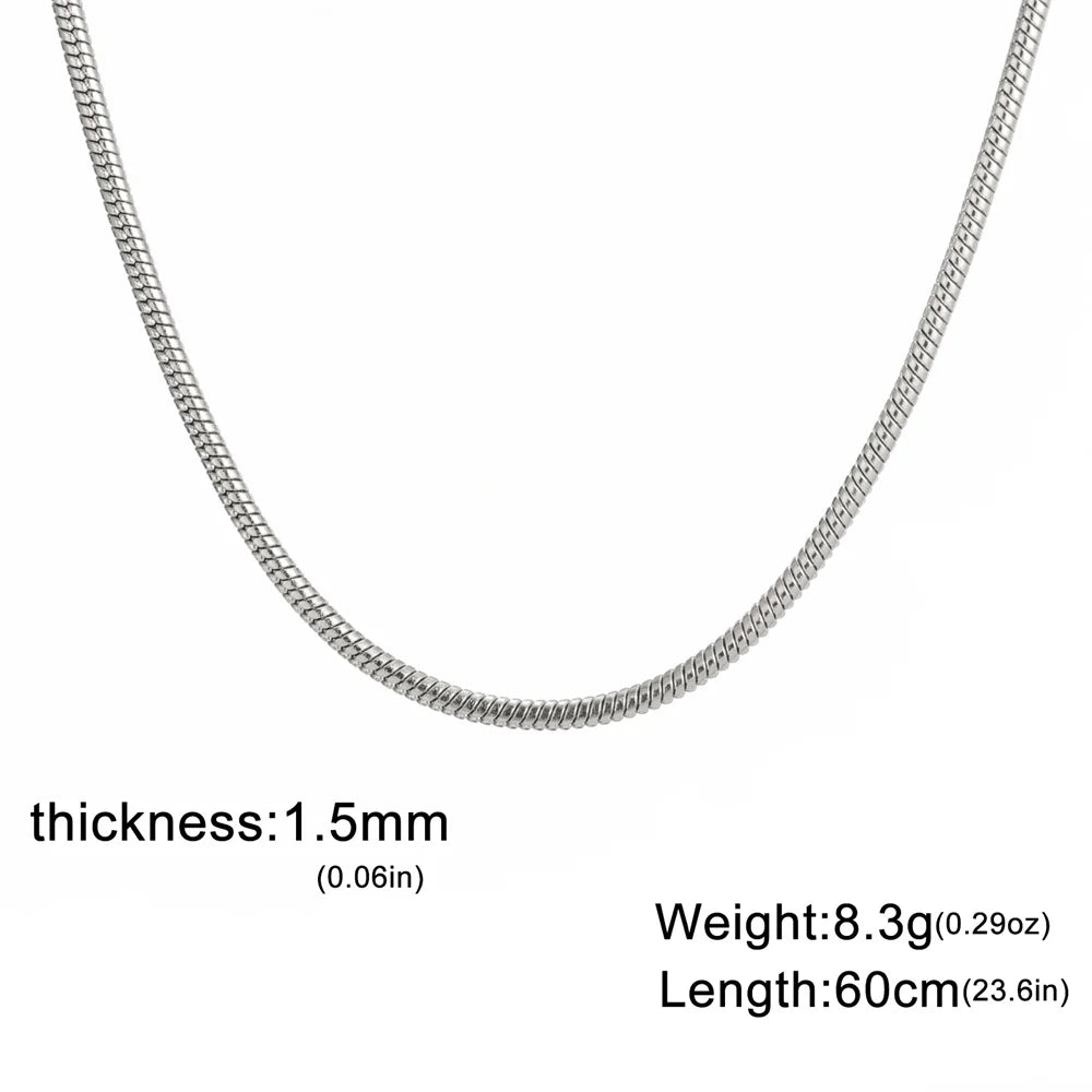 Stainless steel round snake chain necklace for unisex fashion by HSF Marketplace