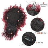 Short curly afro puff drawstring ponytail in ombre burgundy synthetic hair with bangs by HSF Marketplace