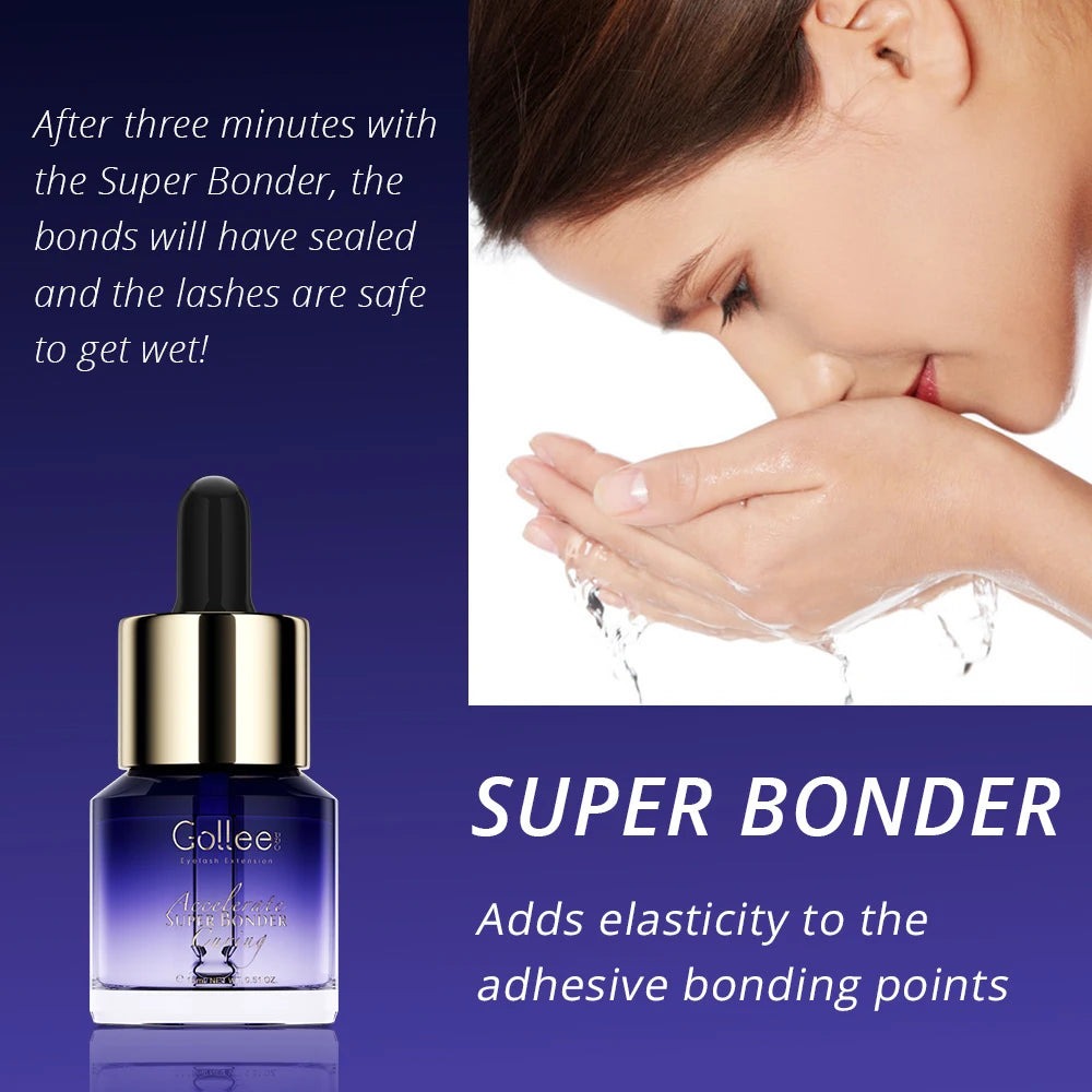 Gollee Eyelash Extensions Glue 15ml Eyelash Cleansing Primer Super Bonding Lasting Lash Extension Primer Professional Adhesive