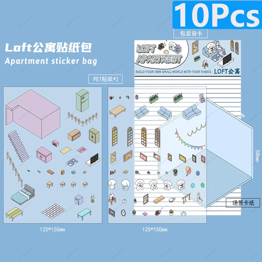 3D landscaping stickers for miniature scenes by HSF Marketplace, featuring detailed trees, plants, and garden elements
