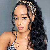18-inch straight Brazilian human hair headband wig, natural color, 200% density, machine-made half wig