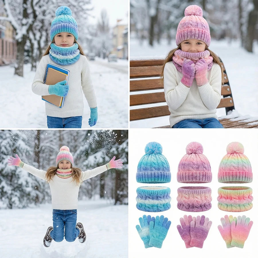 Solid color fleece children's hat, scarf and gloves set by HSF Marketplace