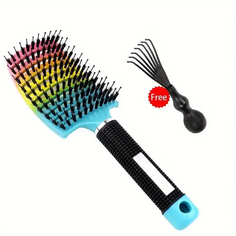 HSF Marketplace detangling hair brush for curly hair with flexible bristles for scalp massage and styling