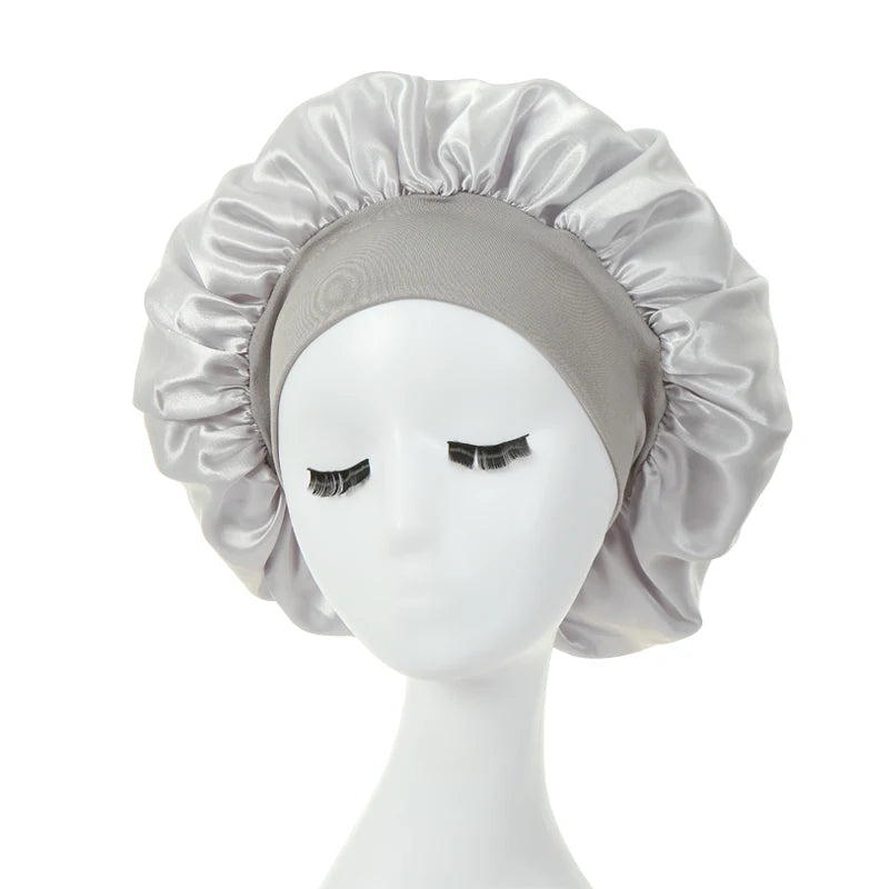2-pack wide brim satin bonnets with elastic band for women by HSF Marketplace