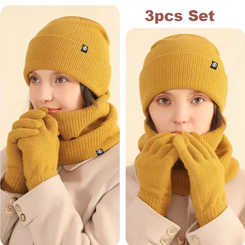 Women's winter beanie hat, gloves, and snood scarf set by HSF Marketplace