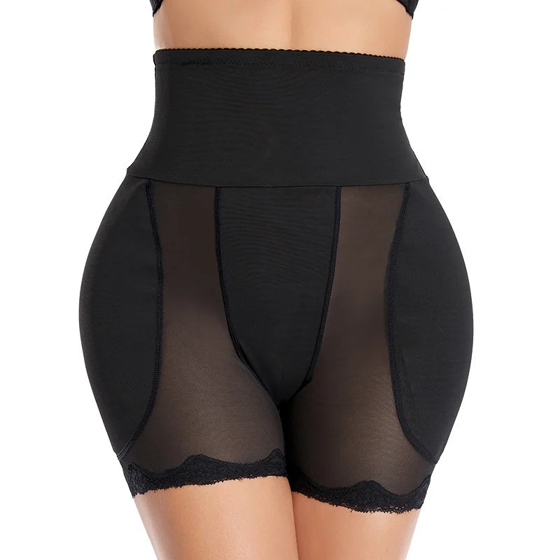 Women’s seamless butt and hip enhancer boyshorts body shaper with padded control briefs in black