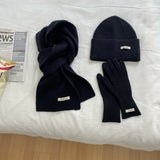 Women's knitted hat scarf glove set in warm winter design for autumn, HSF Marketplace