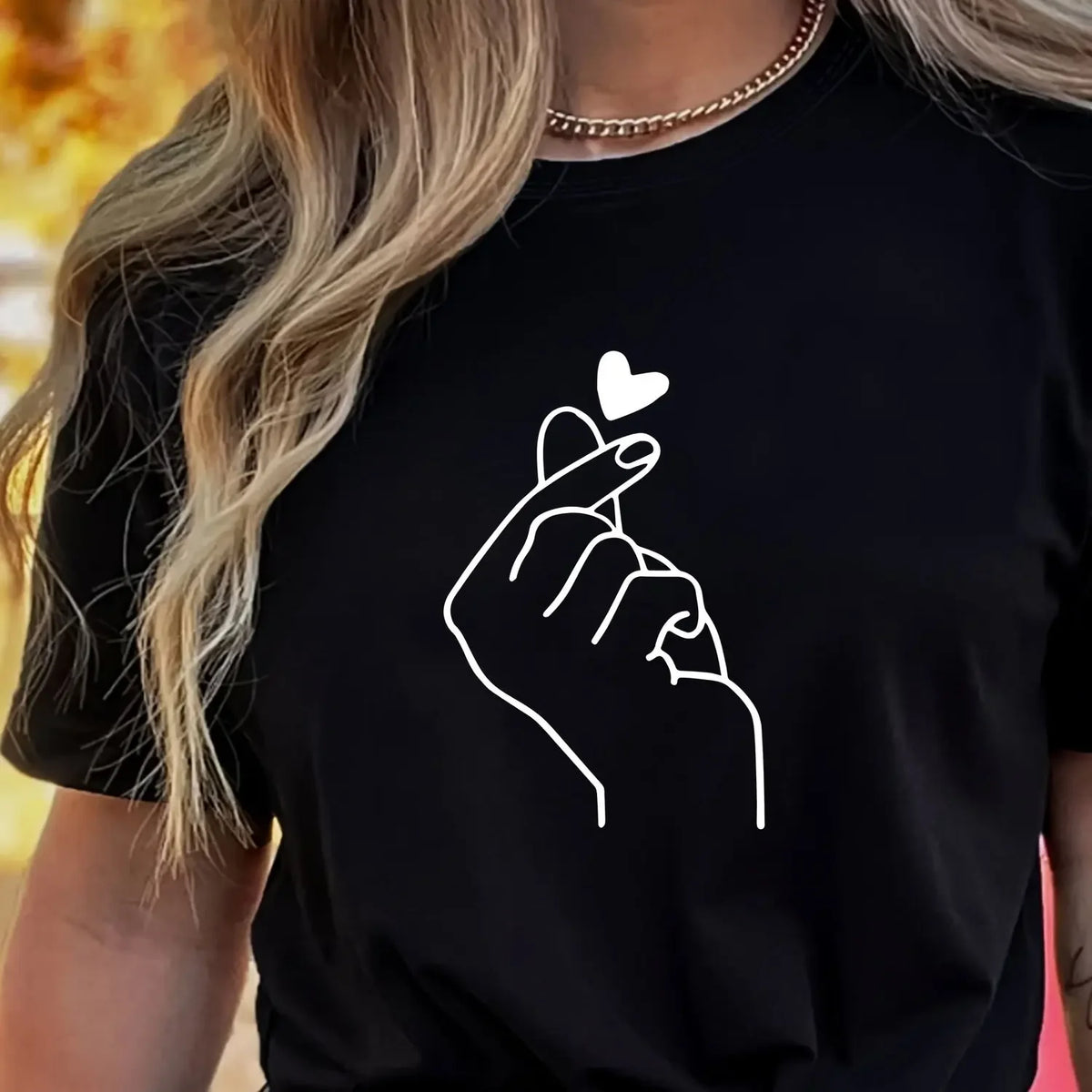 Women's cute heart print crew neck T-shirt by HSF Marketplace