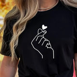 Women's cute heart print crew neck T-shirt by HSF Marketplace
