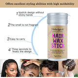 Hair Wax Stick for Flyaways Frizzy Hair, Non-Greasy Edge Control Hair Smoothing Stick, Tame Baby Hairs Broken Hair for Hairline Nape Temples, Natural Hold No White Residue, Portable Mess-Free Hair Styling Wax for Daily Travel