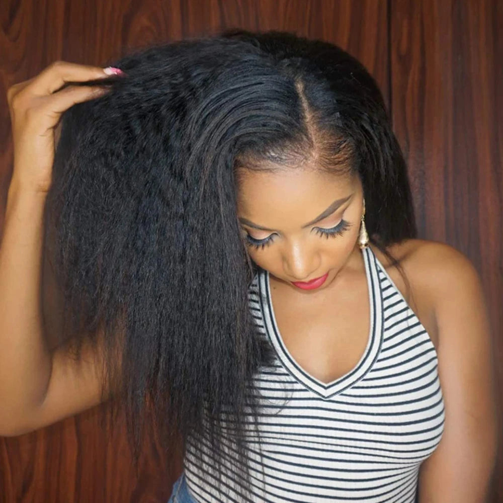 UNice Kinky Straight Thin Lace V Part Wig No or Minimal Leave Out Beginner Friendly 180